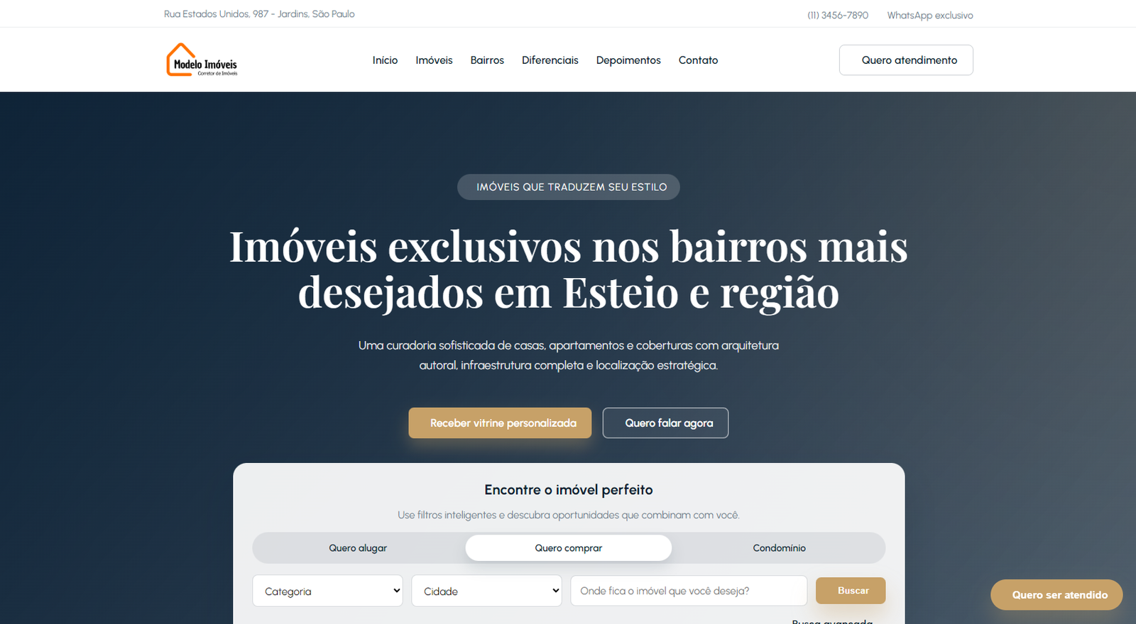 Preview de Template Imobiliário Catálogo + Admin